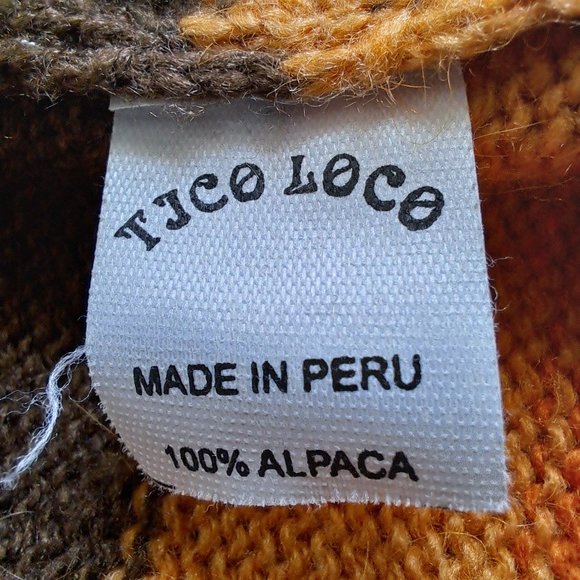 TJCO LOCO Peru ALPACA Sweater HOODIE Sz S - M UNIQUE COLORFUL STUNNING Like new - Picture 10 of 10